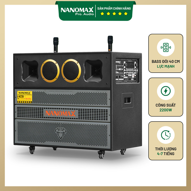 Loa Kéo Bình & Điện Nanomax Pro-215C Bass Đôi 40cm 2200w
