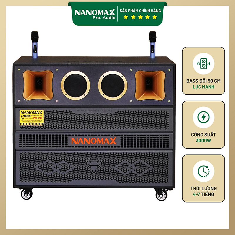 Loa Kéo Bình & Điện Nanomax Pro-218 Bass Đôi 50cm 3000w | Loa Kẹo Kéo Nanomax | 50+ Mẫu Loa Karaoke Bluetooth Giá Tốt