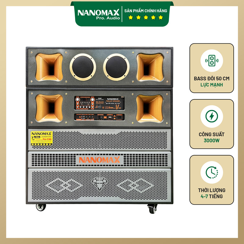 Loa Kéo Bình & Điện Nanomax Pro-218G Bass Đôi 50cm 3000w | Loa Kẹo Kéo Nanomax | 50+ Mẫu Loa Karaoke Bluetooth Giá Tốt