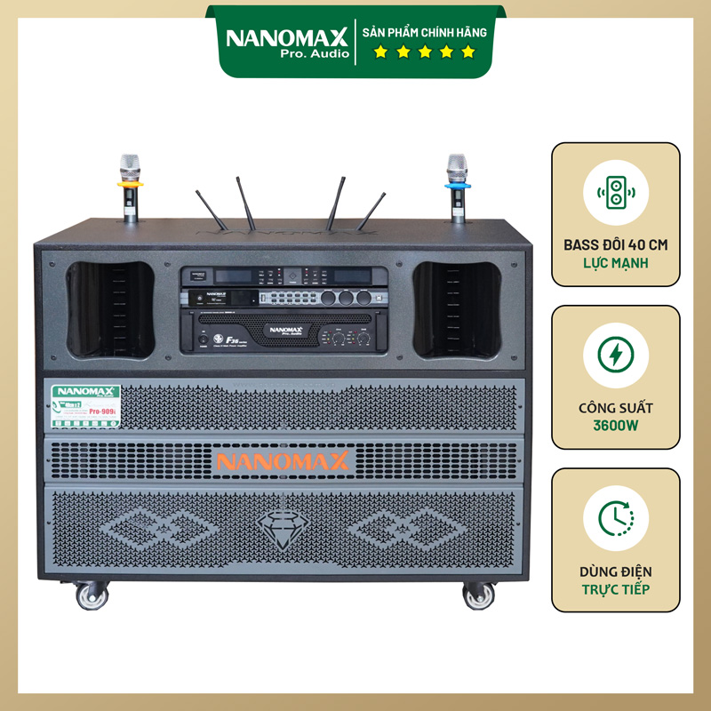 Loa Kéo Điện Nanomax Pro-909i Bass Đôi 40cm 3600w