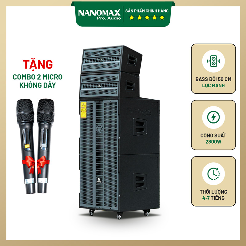 Loa Kéo Nanomax Pro-218h Bass Đôi 50cm 2800w | Loa Kẹo Kéo Nanomax | 50+ Mẫu Loa Karaoke Bluetooth Giá Tốt