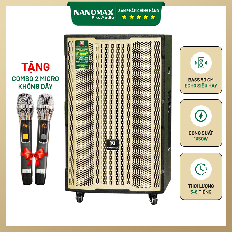 Loa Kéo Nanomax S-5000 Bass 50cm 1350w Karaoke Bluetooth | Loa Kẹo Kéo Nanomax | 50+ Mẫu Loa Karaoke Bluetooth Giá Tốt