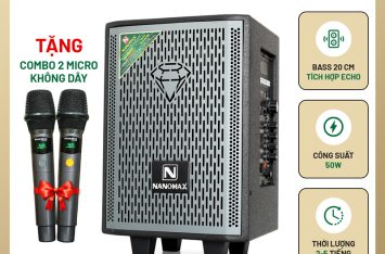 Loa Kéo Nanomax S100 Thùng đen Bass 20cm 50w Karaoke Bluetooth