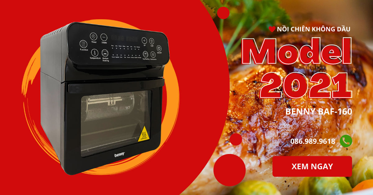 Nồi Chiên Không Dầu Benny BAF-160, Black, 16 Lít, 1700W, Rapid Air
